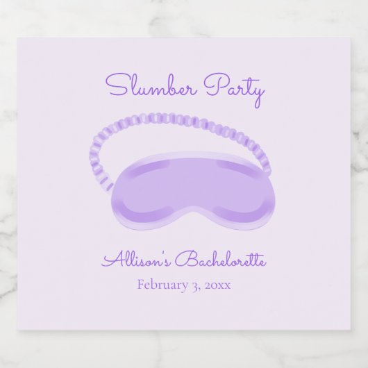Paarse Slaapmasker Bachelorette Slumber Party Sparkling Wijnetiket (Enkel label)