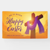 Paarse slag op kruis | Vrolijk Pasen Spandoek (Horizontaal)