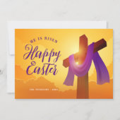 Paarse slag op kruis | Vrolijk Pasen Wenskaart Kaart (Voorkant)