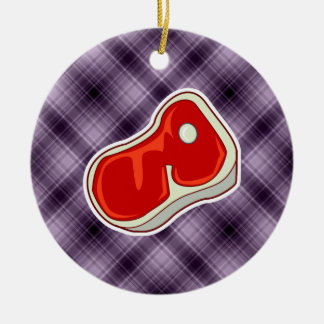 Paarse slagersteak keramisch ornament