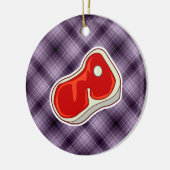 Paarse slagersteak keramisch ornament (Links)