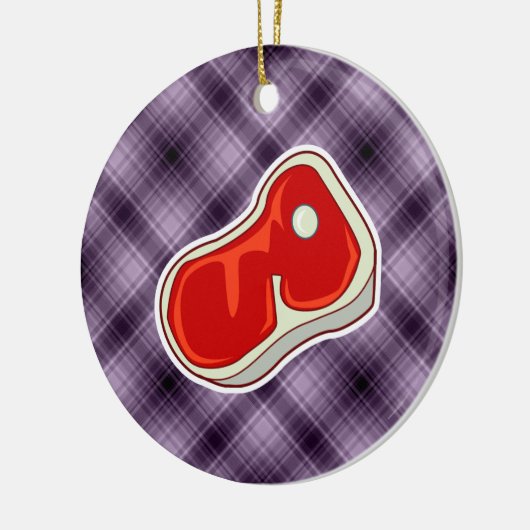 Paarse slagersteak keramisch ornament (Links)