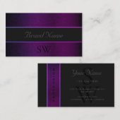 Paarse slang donkergrijs gekleurd met zwart monogr visitekaartje (Voorkant / Achterkant)