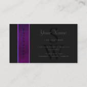 Paarse slang donkergrijs gekleurd met zwart monogr visitekaartje (Achterkant)