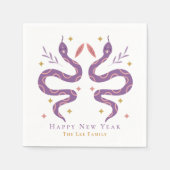 Paarse Slang & Mushroom Chinees Nieuwjaarsfeest Servet (Voorkant)
