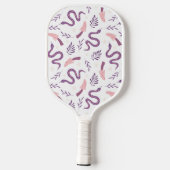Paarse Slang & Paddestoel Patroon Wit Pickleball Paddle (Achterkant)