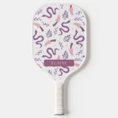 Paarse Slang & Paddestoel Patroon Wit Pickleball Paddle (Voorkant)