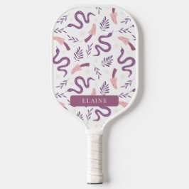 Paarse Slang & Paddestoel Patroon Wit Pickleball Paddle