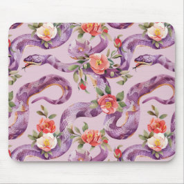 Paarse Slangen Rode Crème Bloemen Muismat