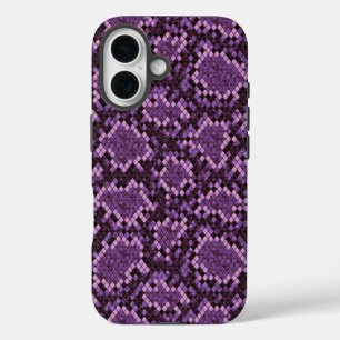 Paarse slangenprint iPhone 16 hoesje