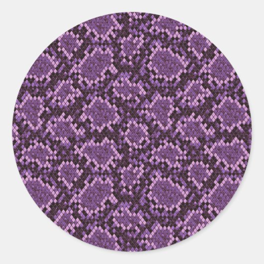 Paarse slangenprint ronde sticker (Voorkant)