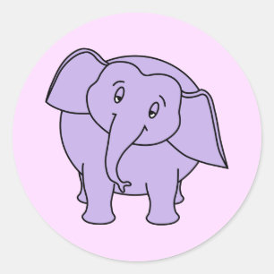 Paarse slapende olifant. Cartoon Ronde Sticker