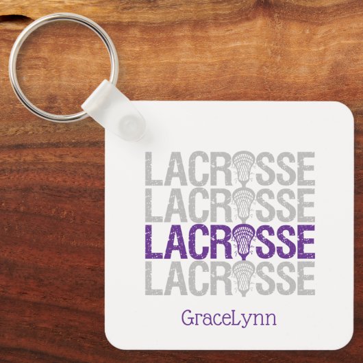 Paarse Sleutelhanger van Lacrosse Word- (Voorkant)