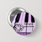 Paarse sleutels en Muzieknoten_ Ronde Button 5,7 Cm (Voorkant /achterkant)