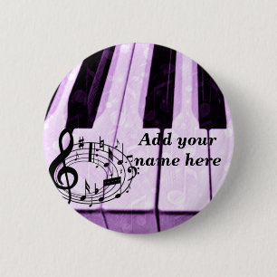 Paarse sleutels en Muzieknoten_ Ronde Button 5,7 Cm