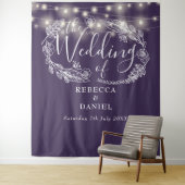 Paarse Slingerlichten Bruiloft Foto Achtergrond Pr Wandkleed (In situ)