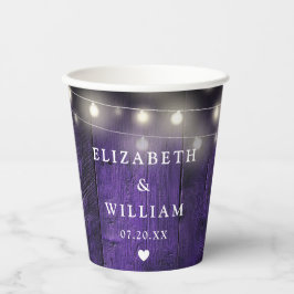 Paarse Slingerlichtjes Rustieke Houten Boho Schuur Papieren Bekers