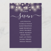 Paarse Slingerlichtjes Tafel Nummer Zitplaatskaart Kaart (Achterkant)