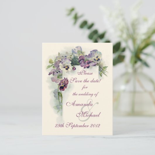 Paarse slipjes Bewaar de datum Aankondigingskaart (Staand voorkant)