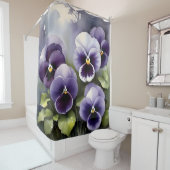  paarse slipjes waterverf schilderij douchegordijn (In situ)