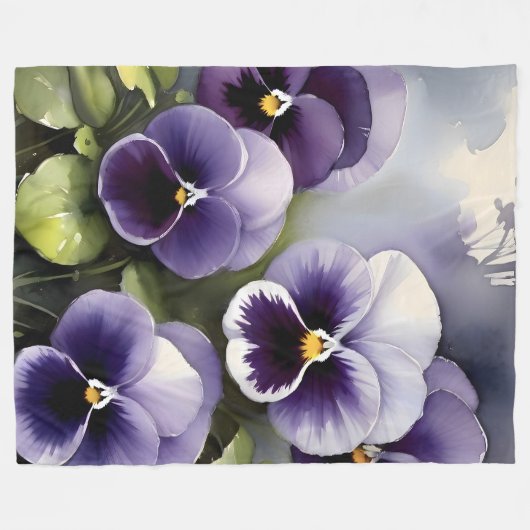  paarse slipjes waterverf schilderij fleece deken (Voorkant (Horizontaal))