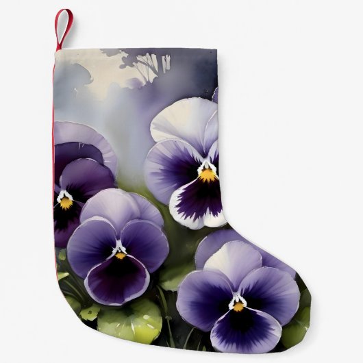 paarse slipjes waterverf schilderij kleine kerstsok (Voorkant)