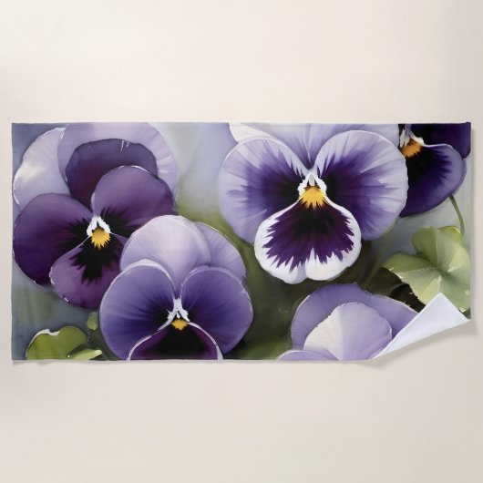  paarse slipjes waterverf schilderij strandlaken (Voorkant)