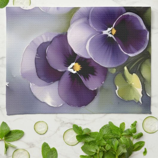 paarse slipjes waterverf schilderij theedoek (Gevouwen)