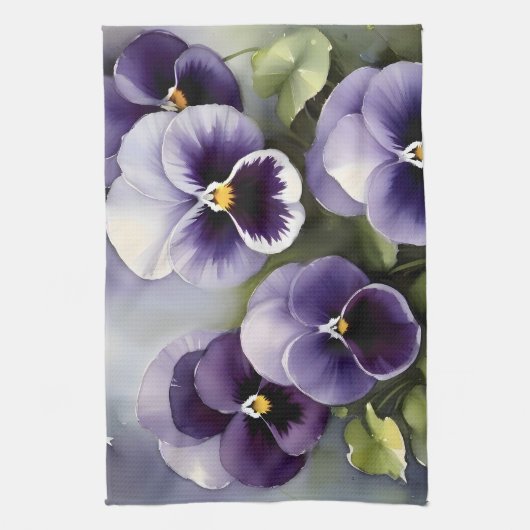  paarse slipjes waterverf schilderij theedoek (Verticaal)