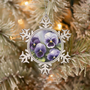 paarse slipjes waterverf schilderij tin sneeuwvlok ornament