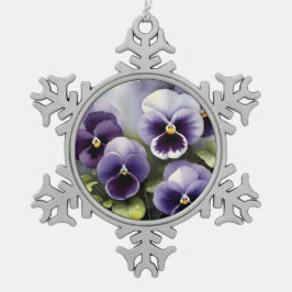  paarse slipjes waterverf schilderij tin sneeuwvlok ornament