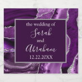 Paarse Sliver Agaat Bruiloft Mousserende Wijn Bo Sparkling Wijnetiket (Enkel label)