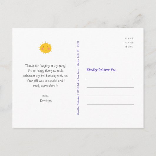 Paarse Sloth Boho Regenboog Verjaardag Schattige D Briefkaart (Achterkant)