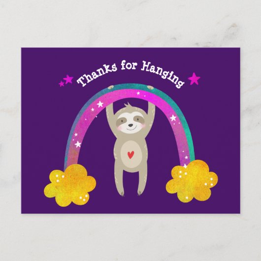 Paarse Sloth Boho Regenboog Verjaardag Schattige D Briefkaart (Voorkant)
