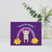 Paarse Sloth Boho Regenboog Verjaardag Schattige D Briefkaart (Staand voorkant)