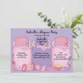 Paarse Slumber Birthday Party Kaart (Staand voorkant)