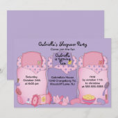Paarse Slumber Birthday Party Kaart (Voorkant / Achterkant)