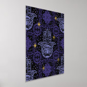 Paarse smelt Hamsa hand met sterren Folie Afdrukken (Laagn)