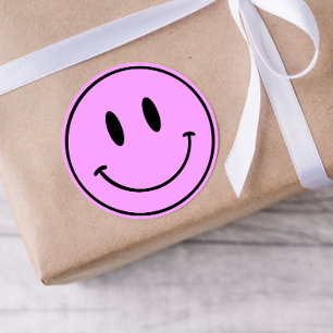 Paarse Smiley Een Happy Dude/Gal Verjaardag Sticke Ronde Sticker