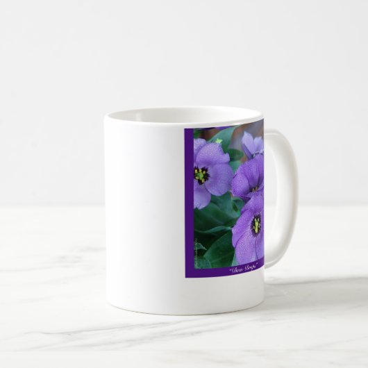 Paarse smog - "dauwdruppels" koffiemok (Voorkant rechts)