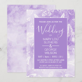 Paarse Smokey Marble Butterflies Weddenschap Kaart