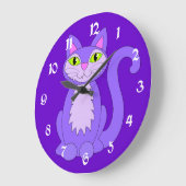 Paarse Snaggletooth Cat Clock Grote Klok (Hoek)