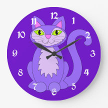 Paarse Snaggletooth Cat Clock