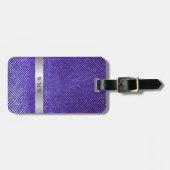 Paarse snakeskin-leder Silver Metal Monogram Bagagelabel (Voorkant horizontaal)