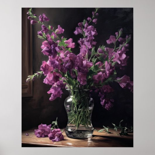 Paarse Snapdragon Flowers Art Print Poster (Voorkant)