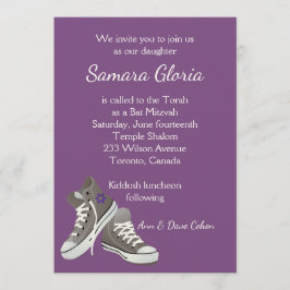 Paarse Sneakers Bat Mitzvah Uitnodiging