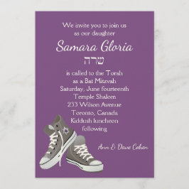 Paarse Sneakers Bat Mitzvah Uitnodiging met Sarah