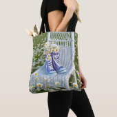 paarse sneakers met madeliefjes tote bag (Dichtbij)