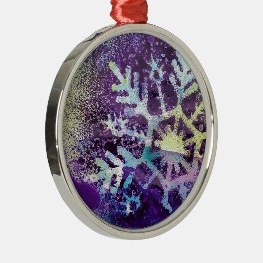 Paarse sneeuw metalen ornament (Rechts)