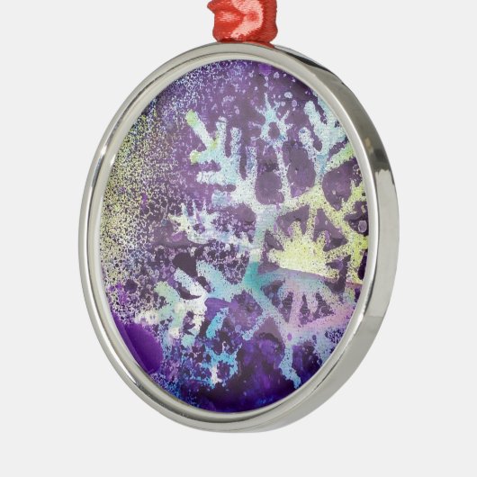 Paarse sneeuw metalen ornament (Links)